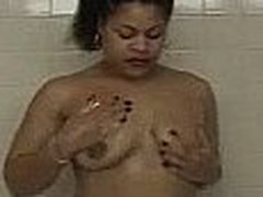 Overweight gazoo sweetheart gets in the shower and sets up her cam to film herself getting cleaned up. She soaps up her thick body, paying peculiar attention to the huge tits and plump snatch and making sure they are spotless!