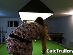 Killer lesbian babes in shoes on billiards