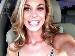This sexy playgirl entered a sexshop and found a worthy vibrator. She doesn't waste time and begins playing with her cum-hole using her new toy in the car. Look at that cunt, will this babe receive the real thing after playing and getting wet? Is a guy going to fill her twat with his cock and maybe with some sexy semen?