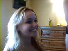 Golden-haired GF sucks until he squirts